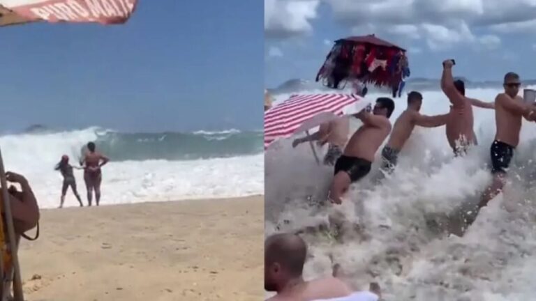 Una ola gigante arrastró decenas de personas en Río de Janeiro