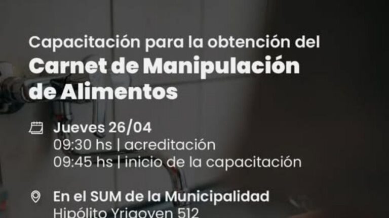 Huerta Grande: dictan un nuevo curso para manipulación de alimentos