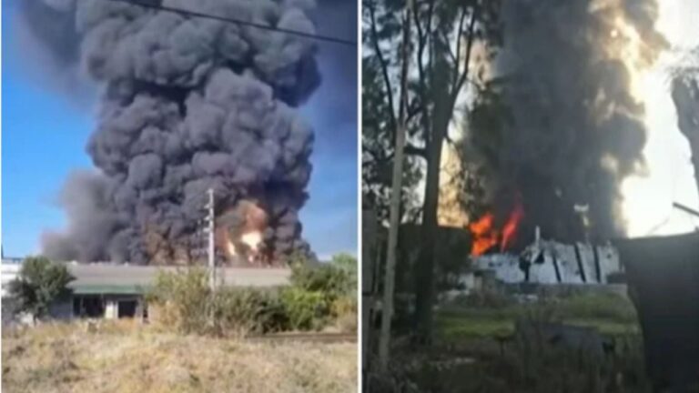Se incendia una fábrica de pintura en Moreno