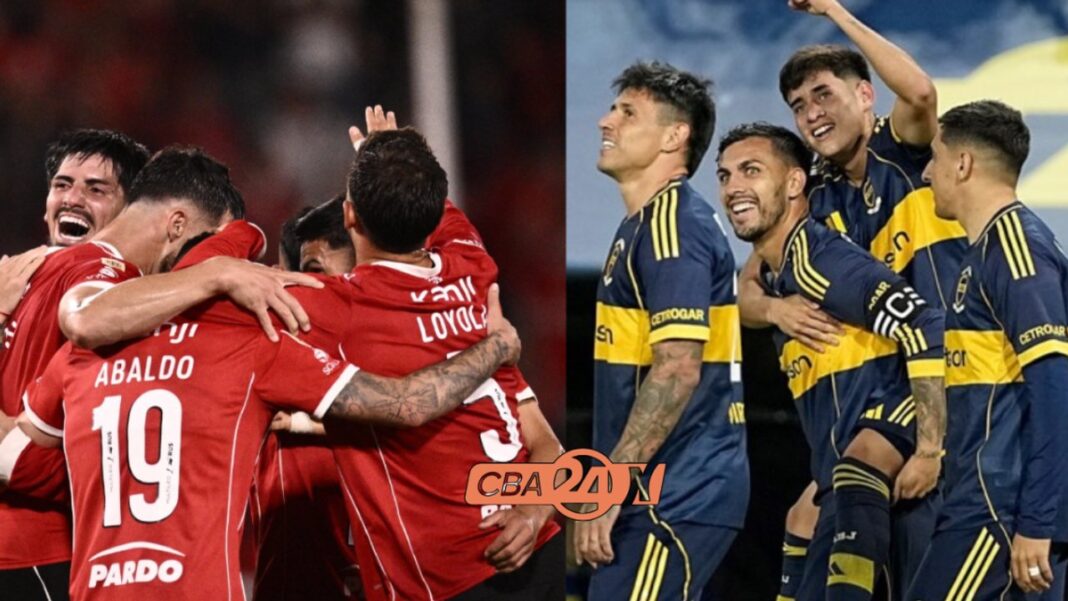 Jugadores de Boca Juniors e Independiente en un partido anterior en el estadio La Bombonera.