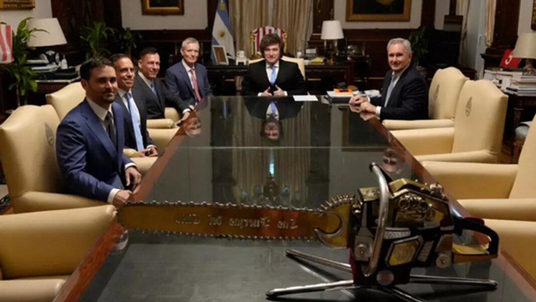 Javier Milei y Peter Thiel en la Casa Rosada durante la reunión