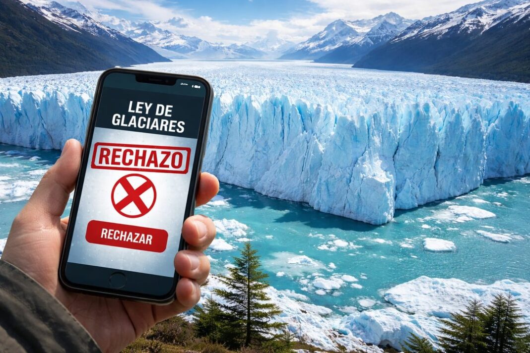 Gráfico ilustrativo sobre el debate en redes sociales de la Ley de Glaciares