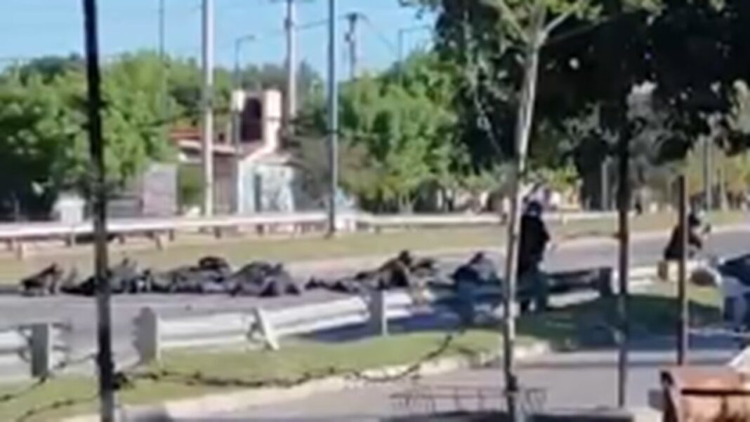 Vista del barrio Bajo Pueyrredón durante el operativo policial tras el tiroteo